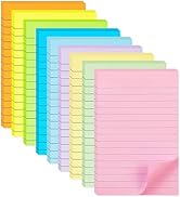 (9 Pack) Lined Sticky Notes 4X6 in Post, 9 Pastel Colors Large Ruled Post Sticky Colorful Super S...
