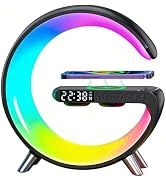 4 In 1 Smart LED Table Lamp, Alarm Clock, Bluetooth Speaker, Wireless Charger, App Control Night ...