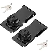 2 Packs Keyed Hasp Locks Twist Knob Keyed Locking Hasp for Small Doors, Cabinets and More,Stainle...