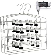 3 Quality Multi Pants Hangers, Space-Saving Multi-Bar Metal Pants Hangers, Stable with Non-Slip F...