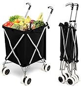 Safstar Folding Shopping Cart, Lightweight Grocery Cart with Dual Wheels & Removable Bag, Portabl...