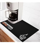 Matace Designer Coffee Maker Mat Dish Drying Mat - 12x19 Trimmable, PU Leather Surface & Rubber B...