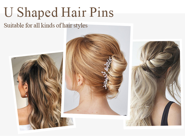 Hair Pins for Buns 2.4 inch U Shaped Hair Pins Brown Hair Bun Pins for Women Girls with Storage Box