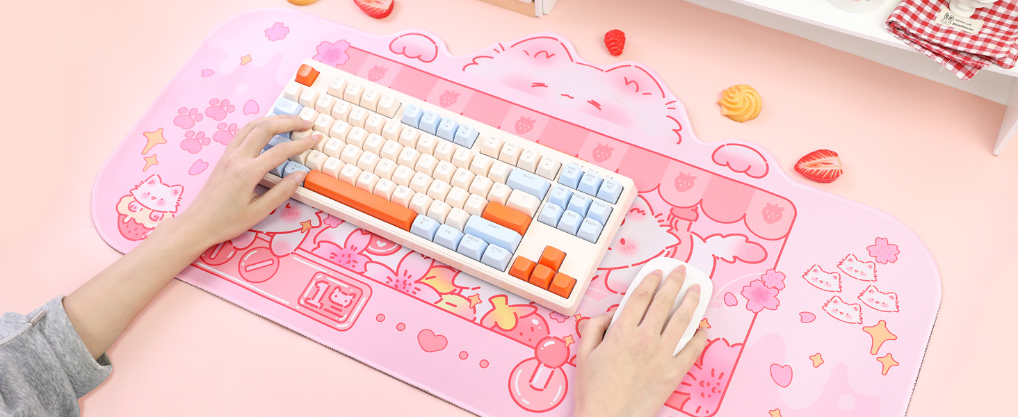 Cute Kitty Desk Mat Kawaii Desk Pad Gaming Mouse Pad Cat Deskmat Mousepad