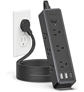 Flat Extension Cord 15 ft,Surge Protector Power Strip with 9 Widely Outlets and 3 USB Ports (1 US...