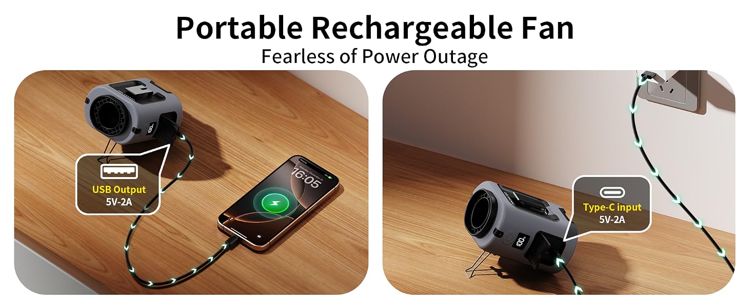 portable personal fan rechargeable