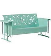 Crosley Furniture Azalea Retro Metal Outdoor Vintage Sofa Glider, 3-Person Rocking Patio Bench, P...