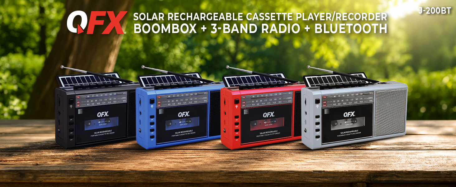 Solar Rechargeable xassette player/Recorder in all colors