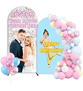 BELECO Custom Arch Backdrop Cover Customized Stretchy Fabric Arch Cover with Photo Text for Baby ...