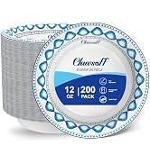 Clawsoff 12 oz 200 Pack Paper Bowls Bulk, Soak Proof Heavy Duty Paper Bowls, Cut Proof Small Soup...