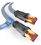 Snowkids Cat 8 Ethernet Cable 50 FT, Flat High Speed 50 FT Ethernet Cable, 40Gbps, 2000Mhz Braide...