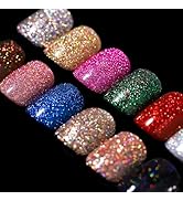 Teenitor Short Press on Nails,288PCS Glitter Square Press on Nails, Fake Nails, Short False Nails...
