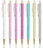 PASISIBICK 7 Pack of Cute Sequin Click Pens for Journaling, Pretty Fancy Pens Glitter Ballpoint P...