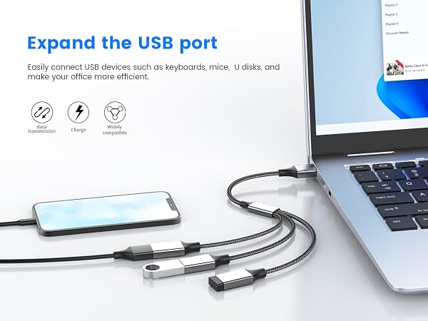 USB Splitter 1 in 3 Out