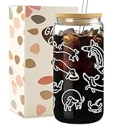 Mikopei Dachshund Gifts for Women Men - Funny Dachshund Glass Cups with Lids and Straws, Cleaning...