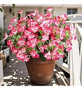 Besteek 8 Bundles Fake Silk Flowers, Artificial Hibiscus Flowers for Outdoors Realistic UV Resist...