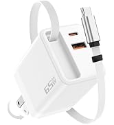 Retractable Wall Charger, 65W USB C Charger Block with Retractable Type C Cable, GaN 3 Portable F...