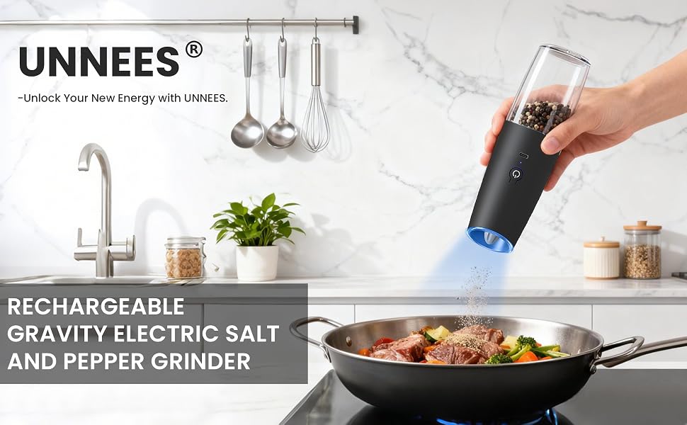 UNNEES Gravity Electric Pepper And Salt Grinder Set