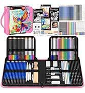 133 PCS Art Supplies Sketching Kit, Pro Drawing Pencils with Sketchbook, Coloring Book, Watercolo...