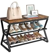 CHOEZON 3-Tier Shoe Storage Bench, Entryway Bench with Storage, X-Shaped Shoe Rack Bench with Sit...