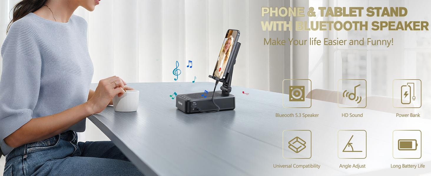 phone stand with bluetooth speaker