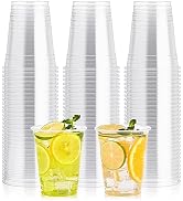 100 Pack 12 OZ Clear Plastic Cups, Cold Party Drinking Cups, Clear Disposable Cups Fruit/Ice Crea...