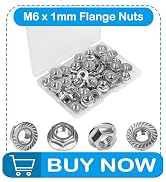 Yinpecly 50 Pcs M6 x 1mm Serrated Flange Hex Nuts, M6 Hexagon Flange Nuts,304 Stainless Steel, Me...