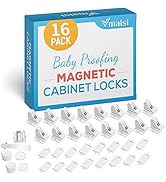 16 Pack Child Safety Magnetic Cabinet Locks - Vmaisi Children Proof Cupboard Baby Locks Latches -...