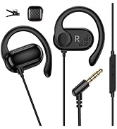 Open Ear Wired Earbuds 3.5mm Headphones with Ear Hook & Mic Right Angled In Line Control Hifi Ste...