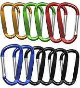 XIECHANEE 3" Aluminum Carabiner Clips, 12PCS D Ring Shape Keychain Carabiners Hook Buckle