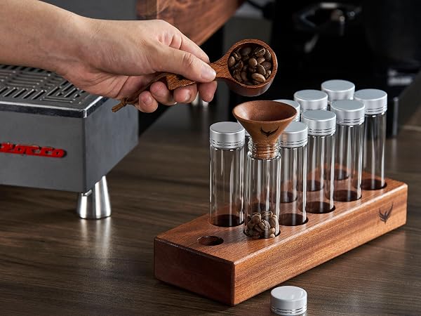 single dose coffee bean storage tubes dosing vessel espresso puck prep