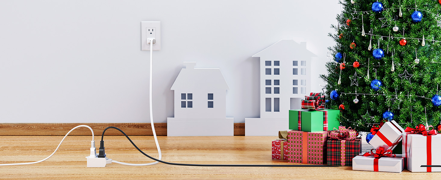 2-Pack 16 AWG 2 Prong Extension Cord 6 ft, 13A 3-Outlet Extension Cords with Tamper Guard, 13 Amp