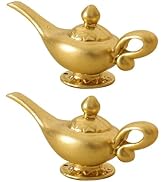 2Pcs Gold 1/12 Miniature Aladdin Genie Lamp Decoration Accessories, Genie Lamp, Dollhouse Decor, ...