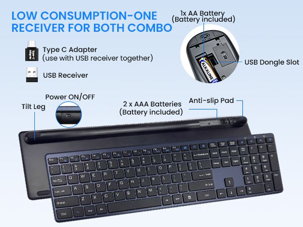 Wireless Keyboard and Mouse Combo