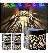 DenicMic Solar Wall Lights Outdoor 4 Pack Fence Solar Lights Led | Waterproof Deck Lighting for P...