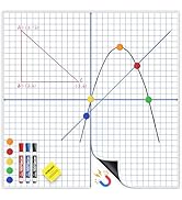 HOMiDEK 4-in-1 Magnetic Graph Paper for Whiteboard, 35"x35" Large Coordinate Plane XY Axis Board ...