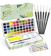 Caliart 50 Colors Watercolor Paint Set, Portable Art Supplies Palette Kit | Travel Water Color Pa...