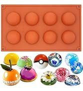 Funshowcase 8 Cavity Semi Sphere Half Round Dome Silicone Mold Chocolate Teacake Baking Tray Medium