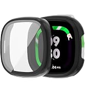 Compatible with Fitbit Ace LTE Screen Protector, 2 Pack Bumper Case with Tempered Glass Film, Snu...