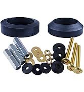 Universal Toilet Tank To Bowl Gaskets with 3 Set Brass Hardware Kits Fits Most 3-Inch 3.5-Inch fl...