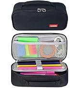 Large Pencil Case Organizer, Black Pencil Pouch for Adults, Teens, and Kids - Protable Pencil Pen...