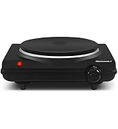 Elite Gourmet ESB-301BF Countertop Single Cast Iron Burner, 1000 Watts Electric Hot Plate, Temper...