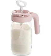 Papablic Glass Formula Mixing Pitcher, Breastmilk Pitcher with Mixing Handle Lid, 24 Oz Wide Mout...