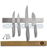 Hamletoff Premium Magnetic Knife Strip for Wall no Drilling – 17 Inch Stainless Steel Magnetic Kn...