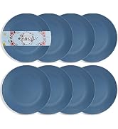 Homienly Dinner Plates Set of 8 Alternative for Plastic Plates Microwave and Dishwasher Safe Whea...
