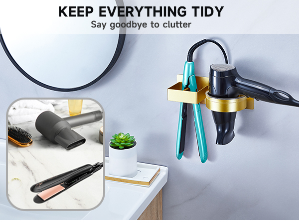Hair Dryer and Straightener Holder Wall Mounted