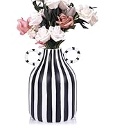 oliruim Ceramic Black and White Striped Vase, Hand-Painted Modern Minimalist Bohemian Decor, Cent...