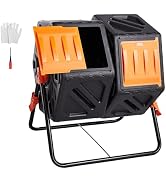 VEVOR Compost Bin, 37-Gal Dual Chamber Composting Tumbler, High Volume Two Rotating Chambers with...