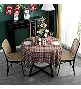 UWWGKK Red Plaid Tablecloth for Spring, Round Table Cloth with Wipeable,Tablecloths for Dining Ro...