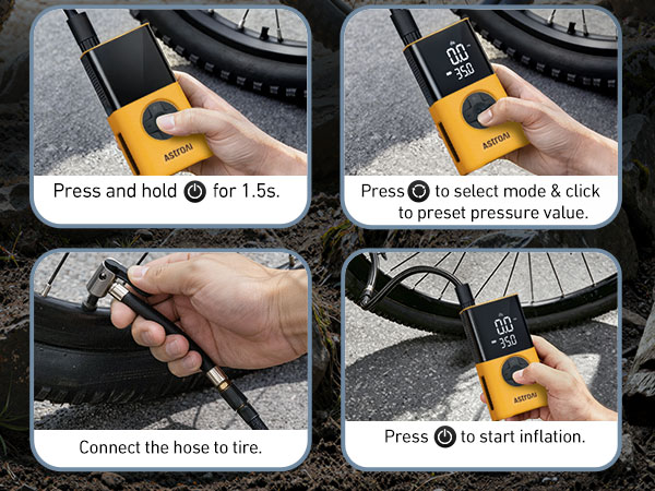 Bike Pump tire inflator portable air compressor e bike accessories